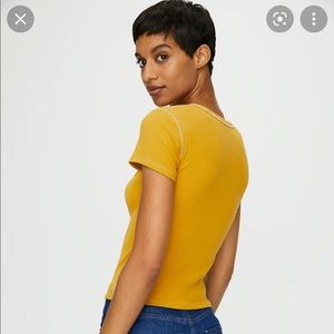 Aritzia Wilfred Goldenrod Yellow Cropped Tee